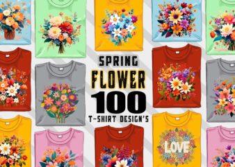 100 Flourish Spring T-shirt Illustration Clipart Bundle