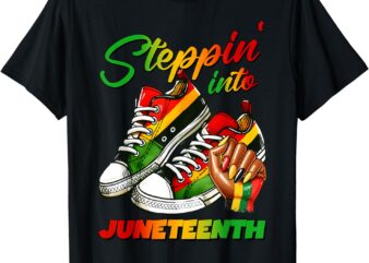 stepping into juneteenth Afro Woman Black Girls Sneakers men T-Shirt