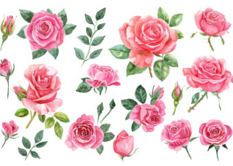 Watercolor Roses Flower Art