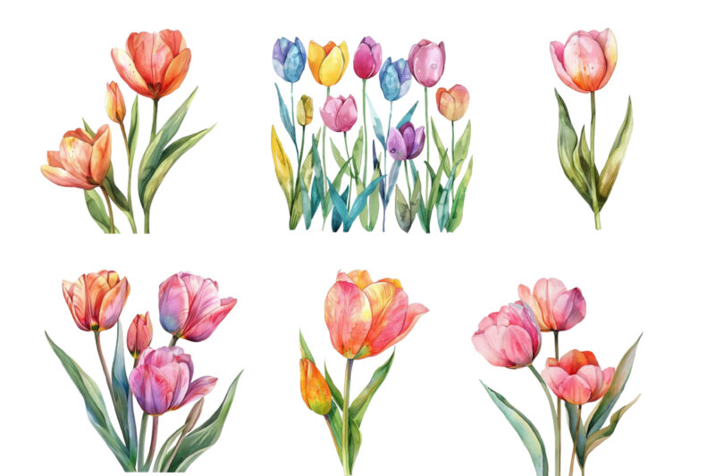 watercolor Spring Tulip clipart