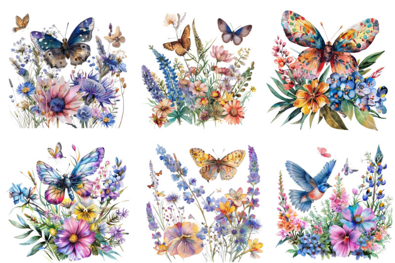 Wildflowers with Winged Animal