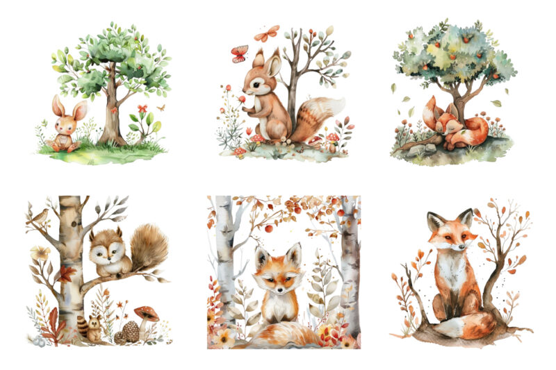 watercolor Woodland Animal clipart