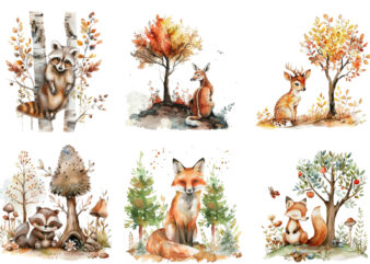 watercolor Woodland Animal clipart