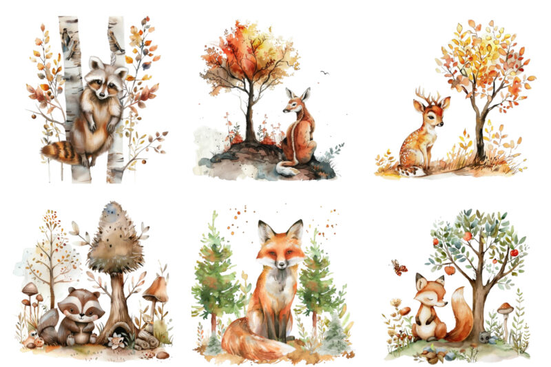 watercolor Woodland Animal clipart