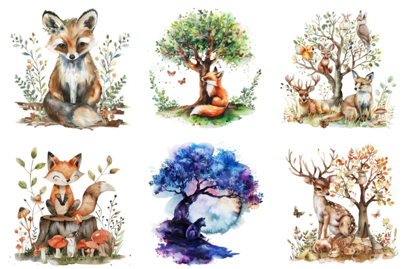 watercolor Woodland Animal clipart