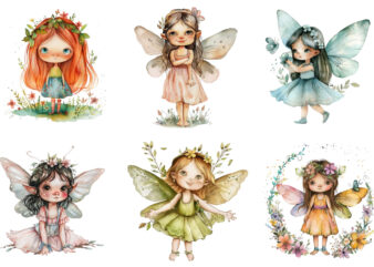 watercolor little Fairy Girl clipart