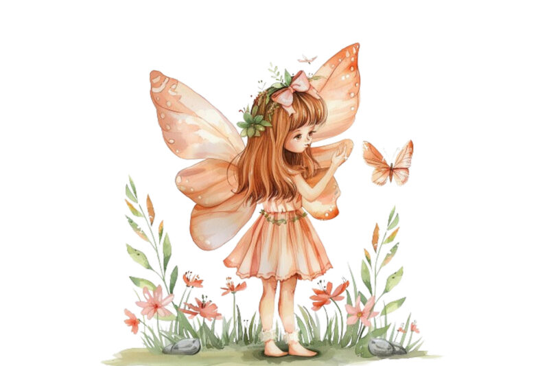 watercolor little Fairy Girl clipart