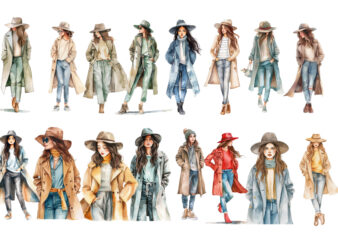 watercolor fashion girl clipart