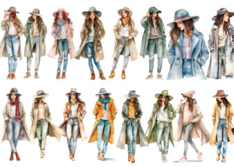 watercolor fashion girl clipart