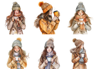 watercolor cartoon women fashion