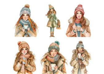 watercolor cartoon women fashion
