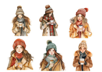 watercolor cartoon women fashion