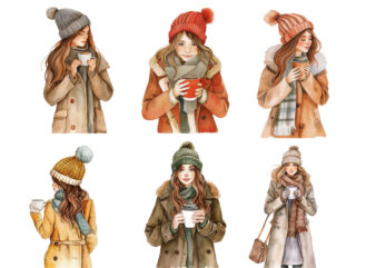 watercolor cartoon women fashion