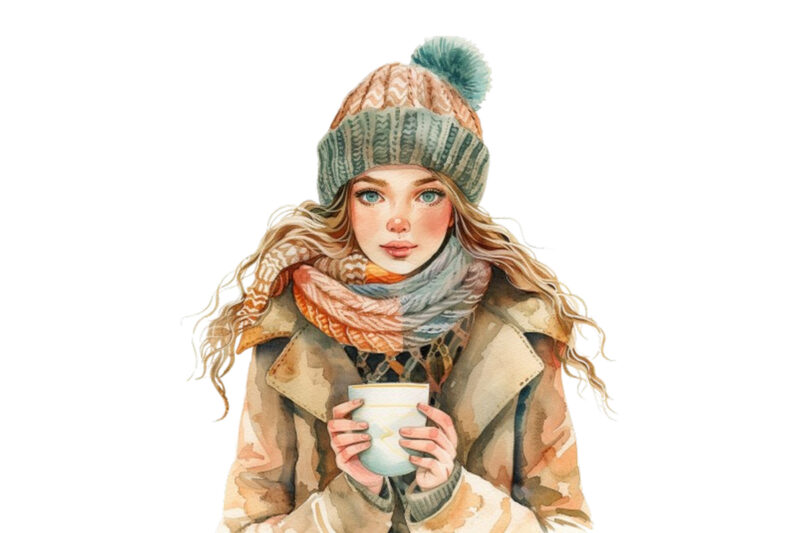 watercolor cartoon women fashion