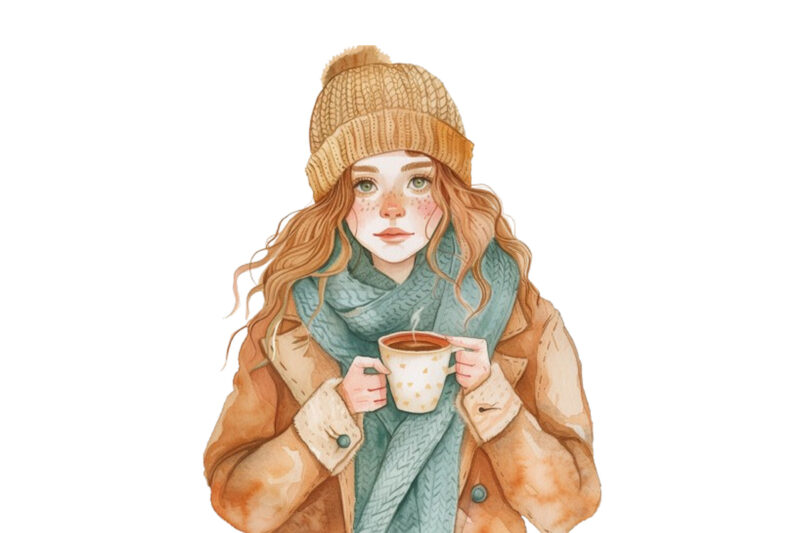 watercolor cartoon women fashion
