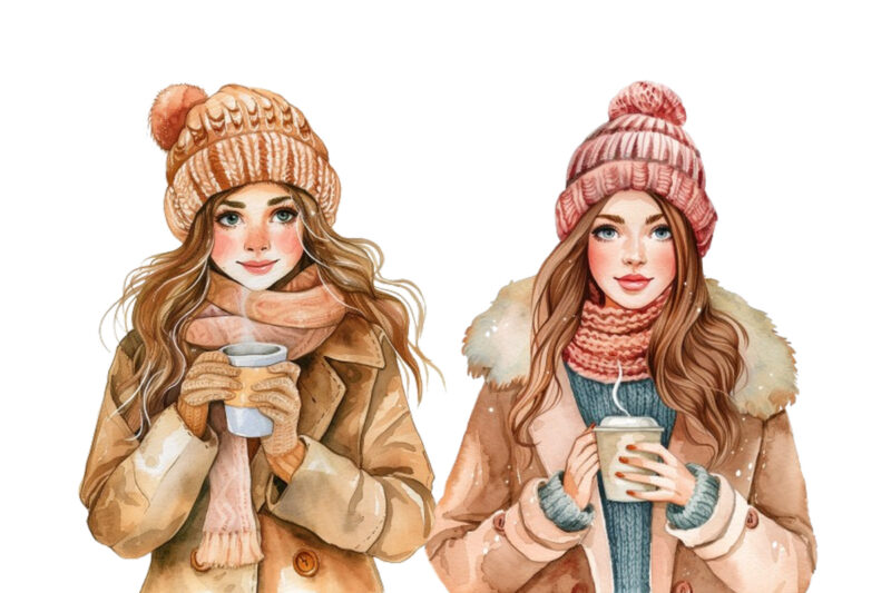 watercolor cartoon women fashion