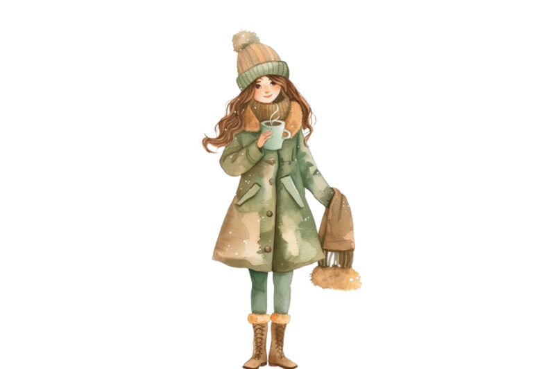 watercolor cartoon women fashion