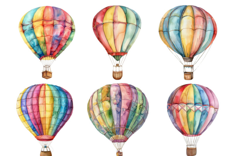 watercolor funny Hot Air Balloon Clipart