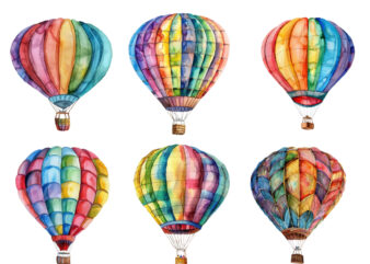 watercolor funny Hot Air Balloon Clipart