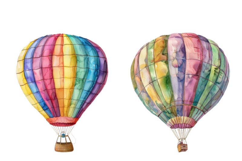 watercolor funny Hot Air Balloon Clipart