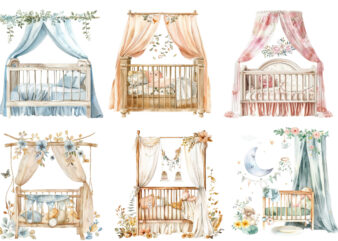 watercolor nursery cute Crib clipart