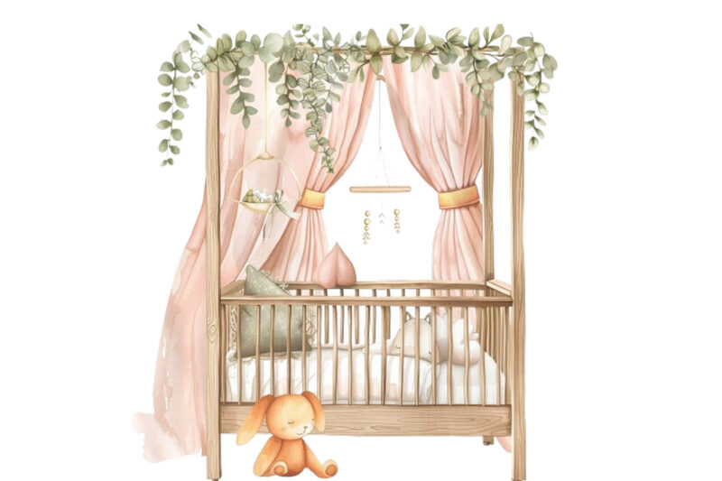 watercolor nursery cute Crib clipart