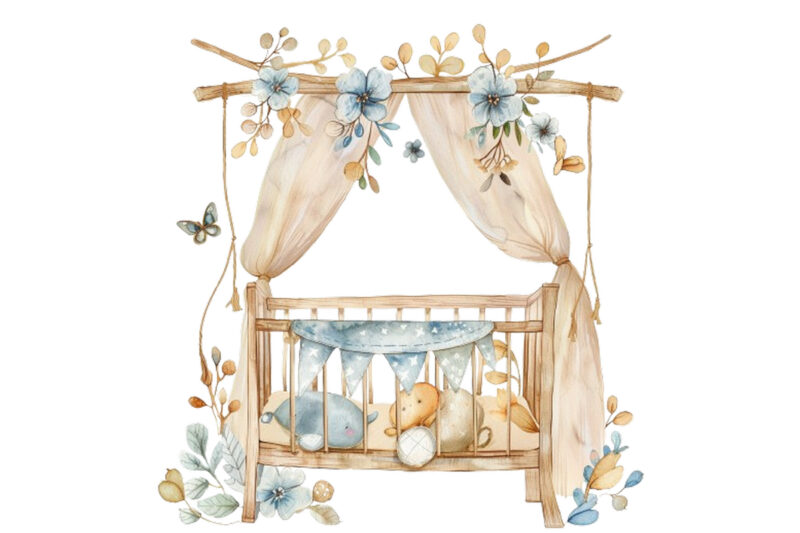 watercolor nursery cute Crib clipart