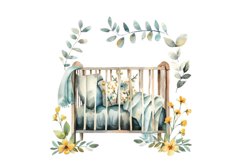 watercolor nursery cute Crib clipart