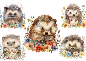 cute baby Hedgehog with flower