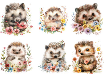 cute baby Hedgehog with flower