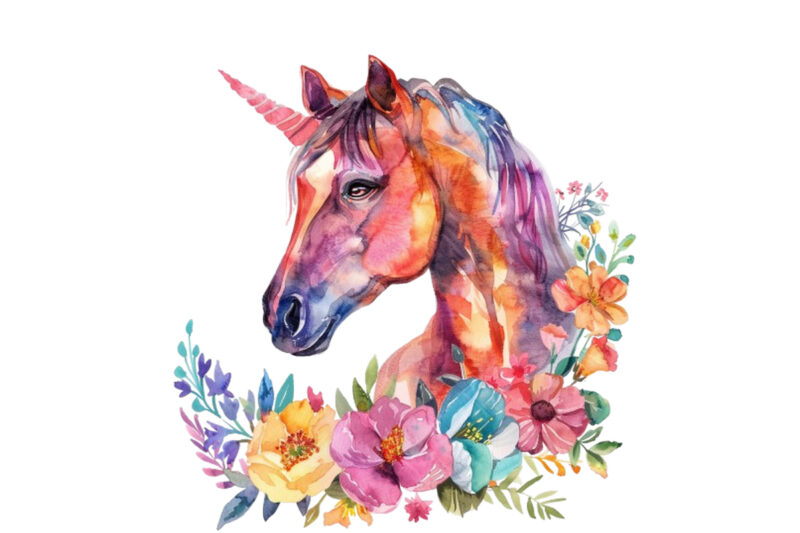 horse with flowers clipart