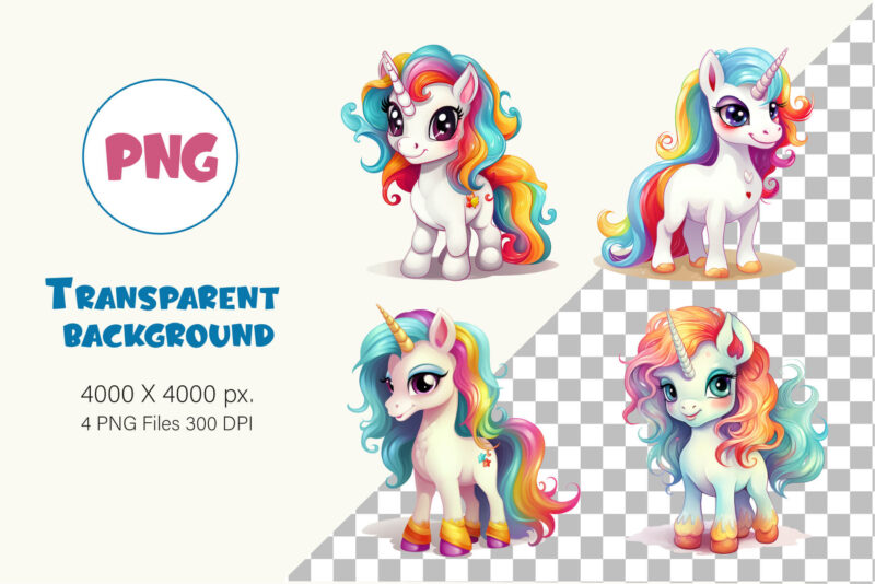 Cute rainbow unicorns 08. TShirt Sticker.