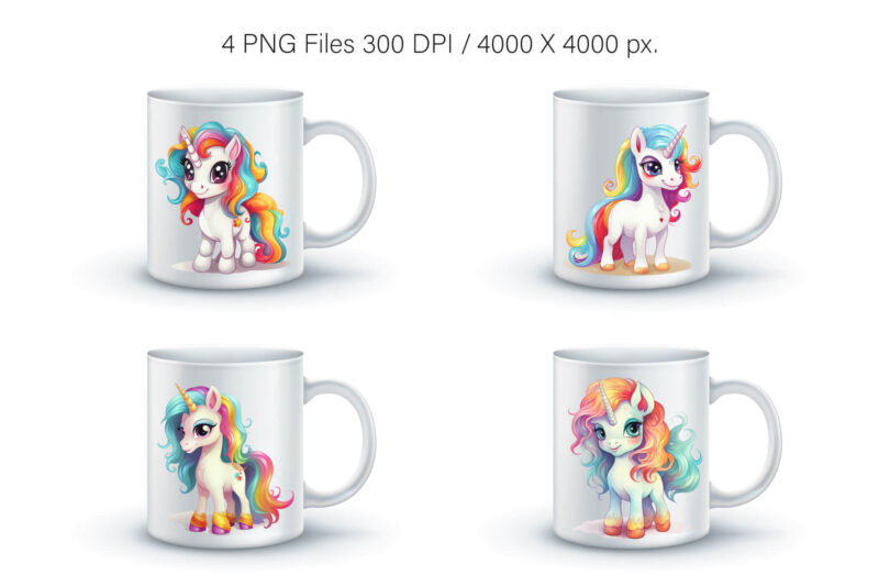 Cute rainbow unicorns 08. TShirt Sticker.