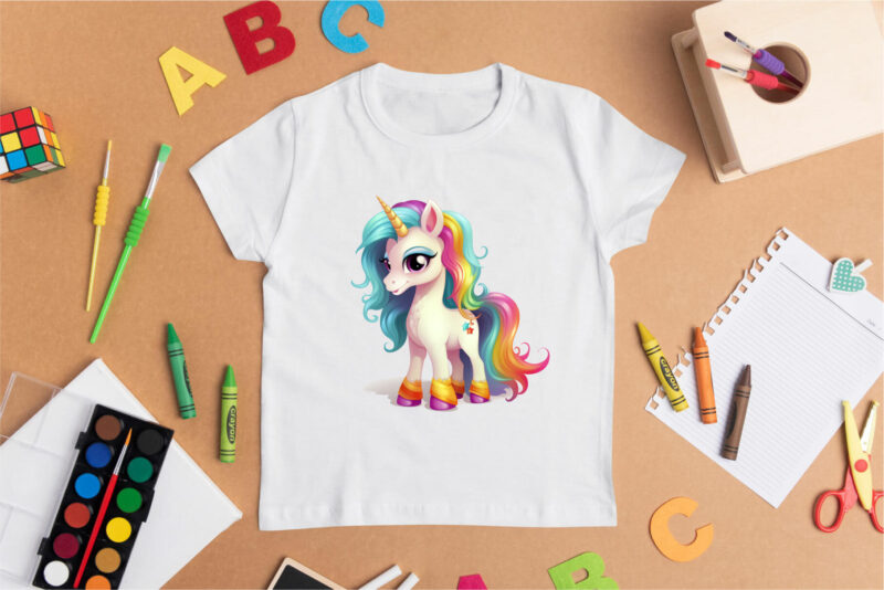 Cute rainbow unicorns 08. TShirt Sticker.
