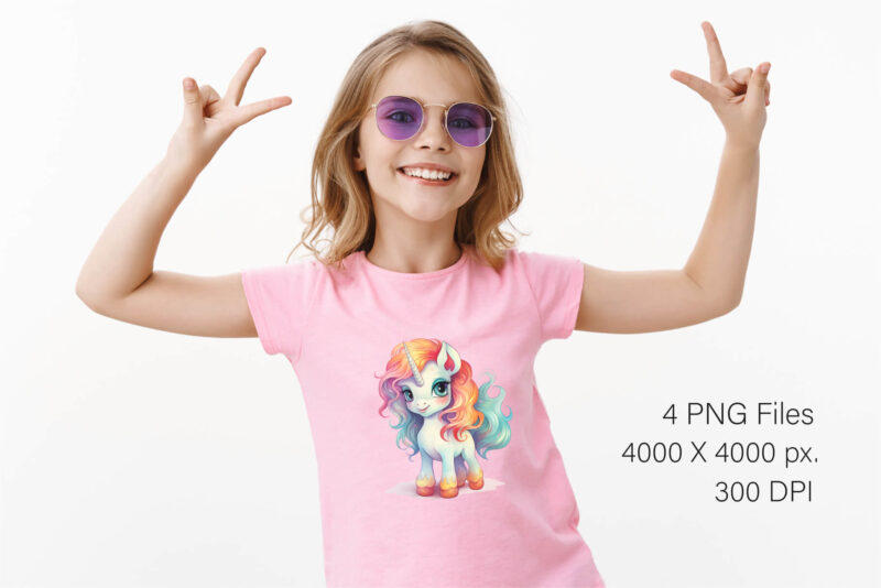 Cute rainbow unicorns 08. TShirt Sticker.