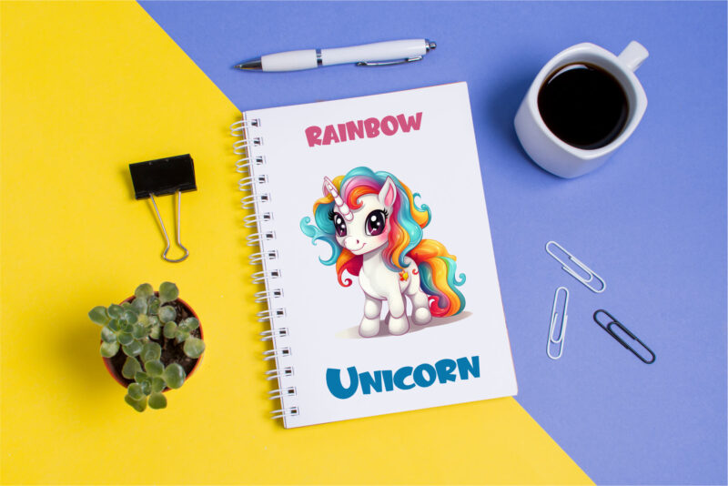 Cute rainbow unicorns 08. TShirt Sticker.