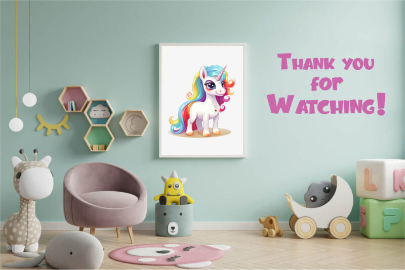 Cute rainbow unicorns 08. TShirt Sticker.