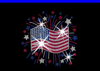 Wavy Flag inside a Firework 4th Of July Bling Flag USA PNG, Bling 4th Of July PNG t shirt design for sale