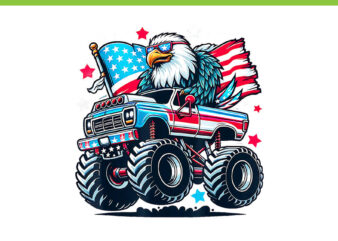 Monster Truck Bald Eagle PNG, Eagle 4th Of July PNG, Truck 4th Of July PNG