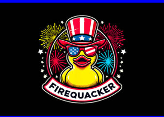 Firequacker 4th Of July Rubber Duck USA Flag PNG, Firequacker 4TH Of July PNG