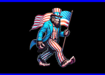 4th Of July Bigfoot PNG, Sasquatch Patriotic American Flag PNG