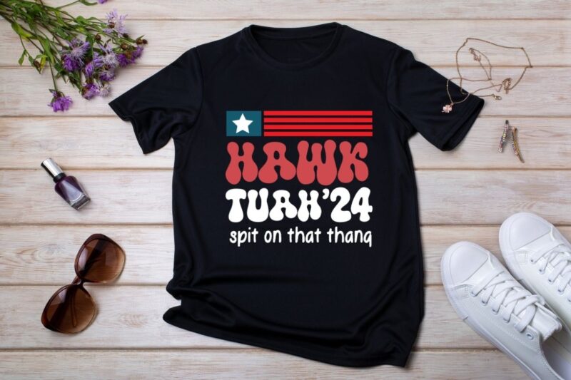 Hawk Tuah 24 Spit on that Thang Viral Election Parody American Flag T-shirt design vector, hawk, tush, spit, thang, viral, parody, president