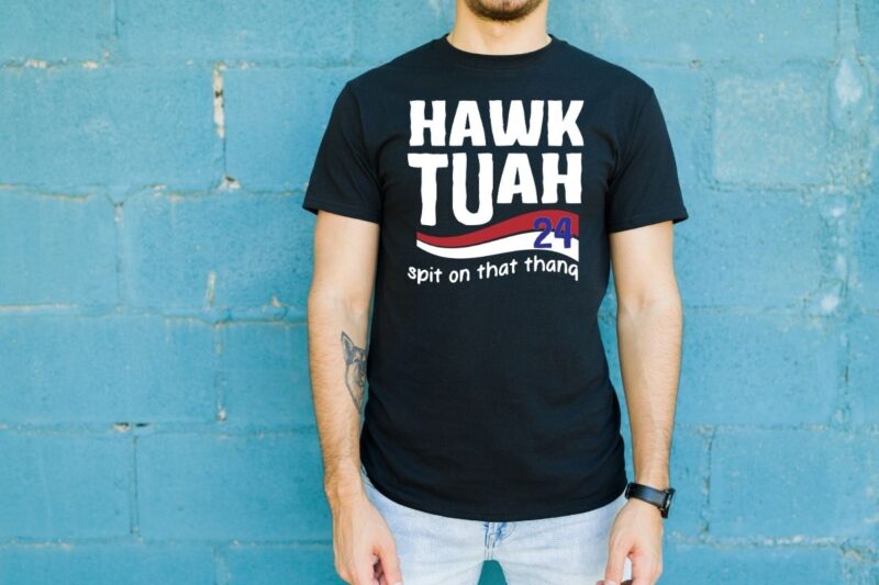 Hawk Tuah 24 Spit on that Thang Viral Election Parody American Flag T-shirt design vector, hawk, tush, spit, thang, viral, parody, president