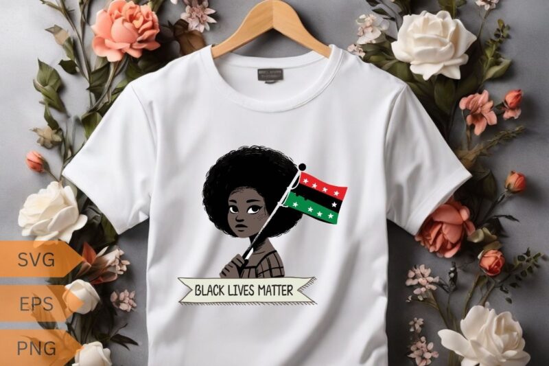 BLACK LIVES MATTER African kids holding a Juneteenth flag Black Pride T-Shirt design vector, Juneteenth day flag black pride t-shirt