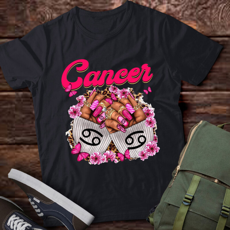 Black Women Nails Zodiac Birthday Cancer Queen T-Shirt ltsp