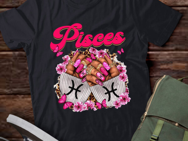 Black women nails zodiac birthday pisces queen t-shirt ltsp