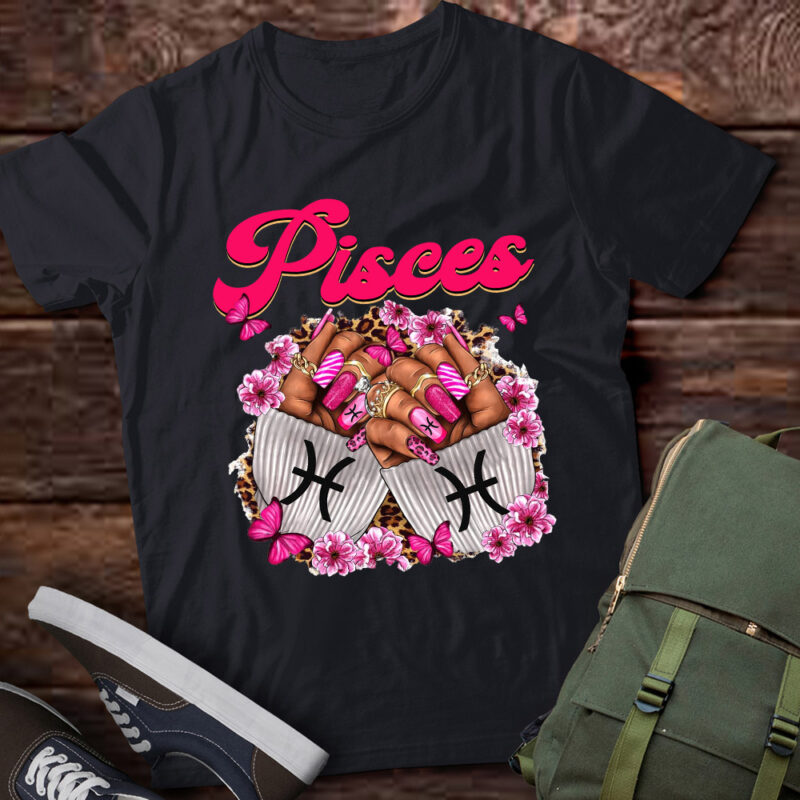 Black Women Nails Zodiac Birthday Pisces Queen T-Shirt ltsp