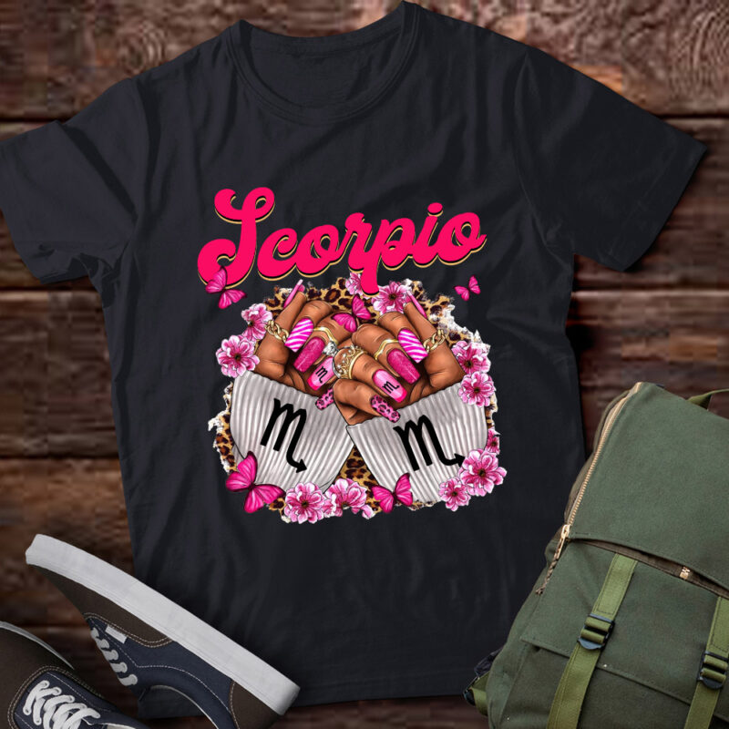 Black Women Nails Zodiac Birthday Scorpio Queen T-Shirt ltsp