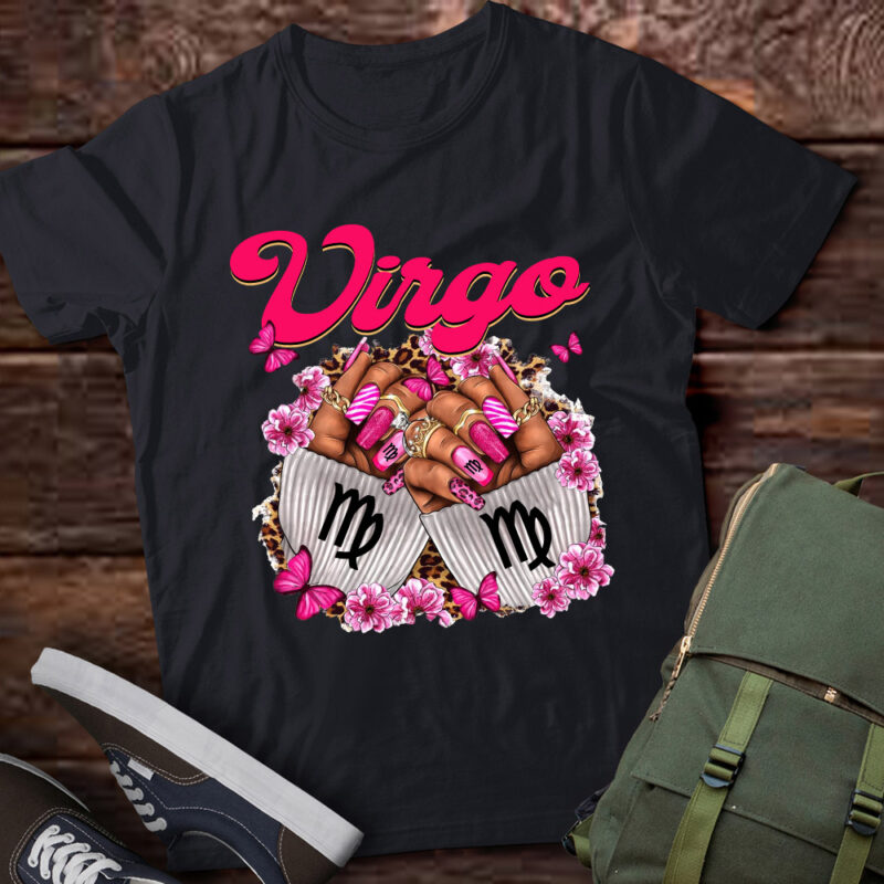 Black Women Nails Zodiac Birthday Virgo Queen T-Shirt ltsp
