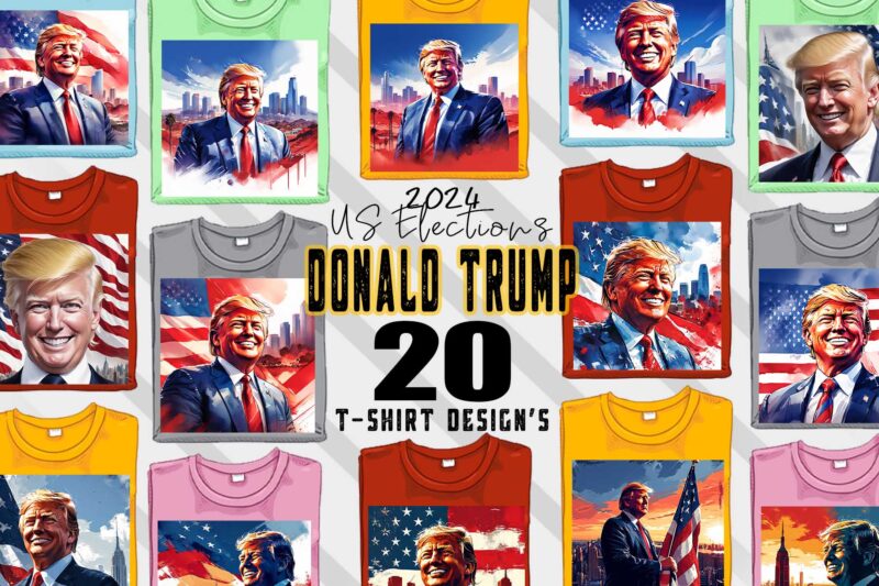 Donald Trump t-shirt design bundle with 20 png & jpeg designs – download instantly Donald Trump T-shirt Design Illustration T-shirt Clipart